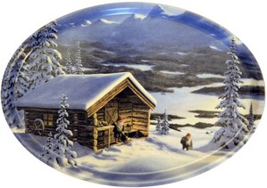 Jan Bergerlind - Jul Trays - Mountains and Log Cabin 