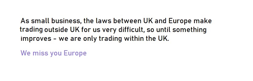 Trading only within UK