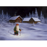 Jan Bergerlind Christmas Postcards - Tomte going for a Walk - Honey Beeswax