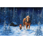 Jan Bergerlind's Advent Calendar Card - Tomte and Horse in the Snow - from Honey Beeswax