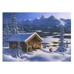 Jan Bergerlind Christmas Postcards - Mountains and Log Cabin - Honey Beeswax