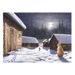Jan Bergerlind Christmas Postcards - Hare and the Moon - Honey Beeswax