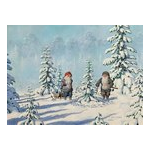 Jan Bergerlind Christmas Postcards - Tomte's and the Christmas Tree - Honey Beeswax