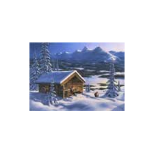 Jan Bergerlind Christmas Postcards - Mountains and Log Cabin - Honey Beeswax