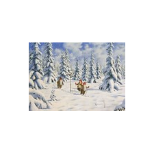 Jan Bergerlind Christmas Postcards - Tomte's Skiing - Honey Beeswax