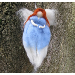 Needle Felted Blue Guardian Angel - Handmade by Honey Beeswax