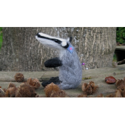 Needle Felted Badger Pin Cushion - Handmade by Honey Beeswax