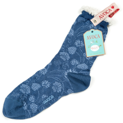 Avoca Flora Socks in Dark Blue from Honey Beeswax