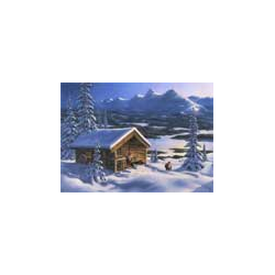 Jan Bergerlind Christmas Postcards - Mountains and Log Cabin - Honey Beeswax