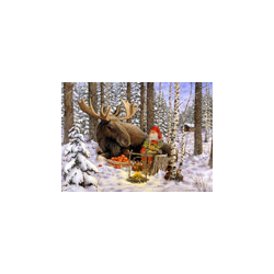 Jan Bergerlind Christmas Poscards - Moose - Honey Beeswax