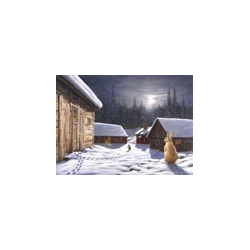 Jan Bergerlind Christmas Postcards - Hare and the Moon - Honey Beeswax