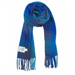 Blue Check - Lambswool Scarves