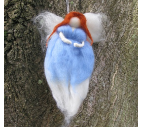 Needle Felted Blue Guardian Angel - Handmade by Honey Beeswax