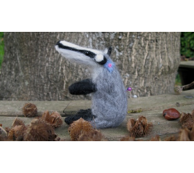 Needle Felted Badger Pin Cushion - Handmade by Honey Beeswax