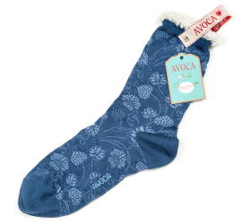 Avoca Flora Socks in Dark Blue from Honey Beeswax