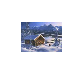 Jan Bergerlind Christmas Postcards - Mountains and Log Cabin - Honey Beeswax