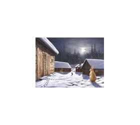 Jan Bergerlind Christmas Postcards - Hare and the Moon - Honey Beeswax