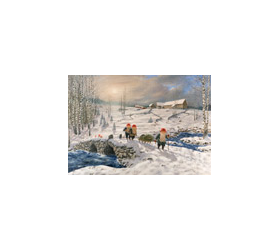 Jan Bergerlind - Christmas Postcard - Bringing Home the Christmas Tree - Honey Beeswax