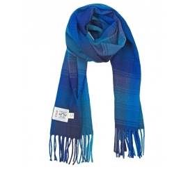 Blue Check - Lambswool Scarves