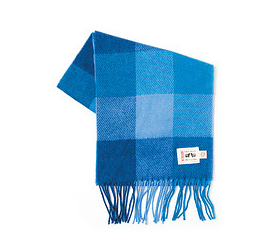 Blue Check - Lambswool Scarves