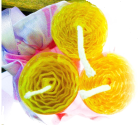 Three Beeswax Candles in a Drawstring Bag