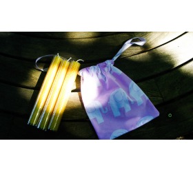 Three Beeswax Candles in a Drawstring Bag from Honey Beeswax