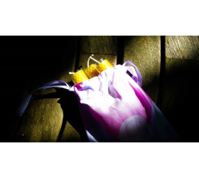 Three Beeswax Candles in a Drawstring Bag from Honey Beeswax