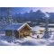 Jan Bergerlind Christmas Postcards - Mountains and Log Cabin - Honey Beeswax